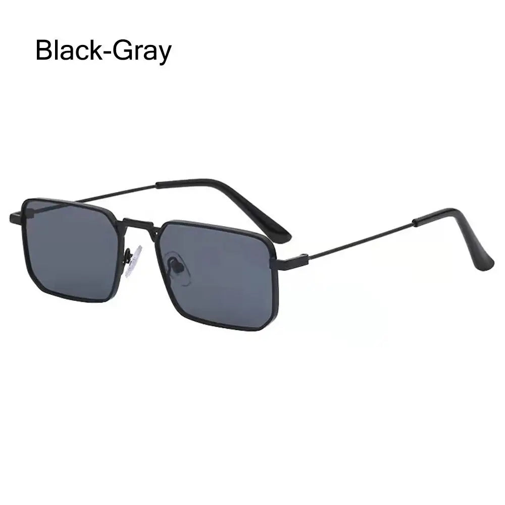 Fashion Small Rectangle Sunglasses Men Women Vintage Punk Square Driving Sun Glasses Luxury Brand Metal Frame Black Eyewear