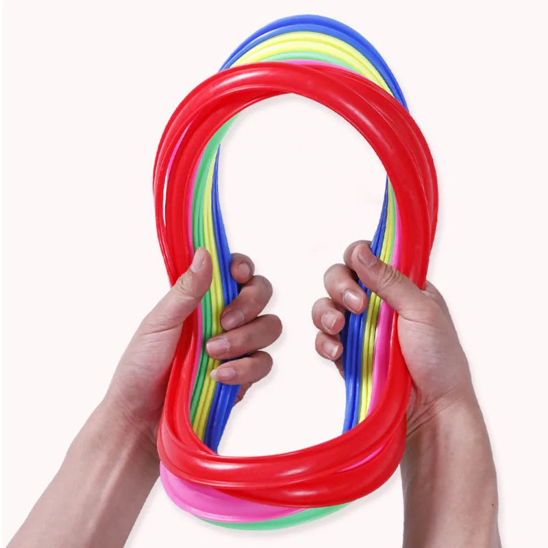 Outdoor Kids Funny Physical Training Sport Toys Lattice Jump Ring Set Game with 10 Hoops 10 Connectors for Park Play Boys Girls
