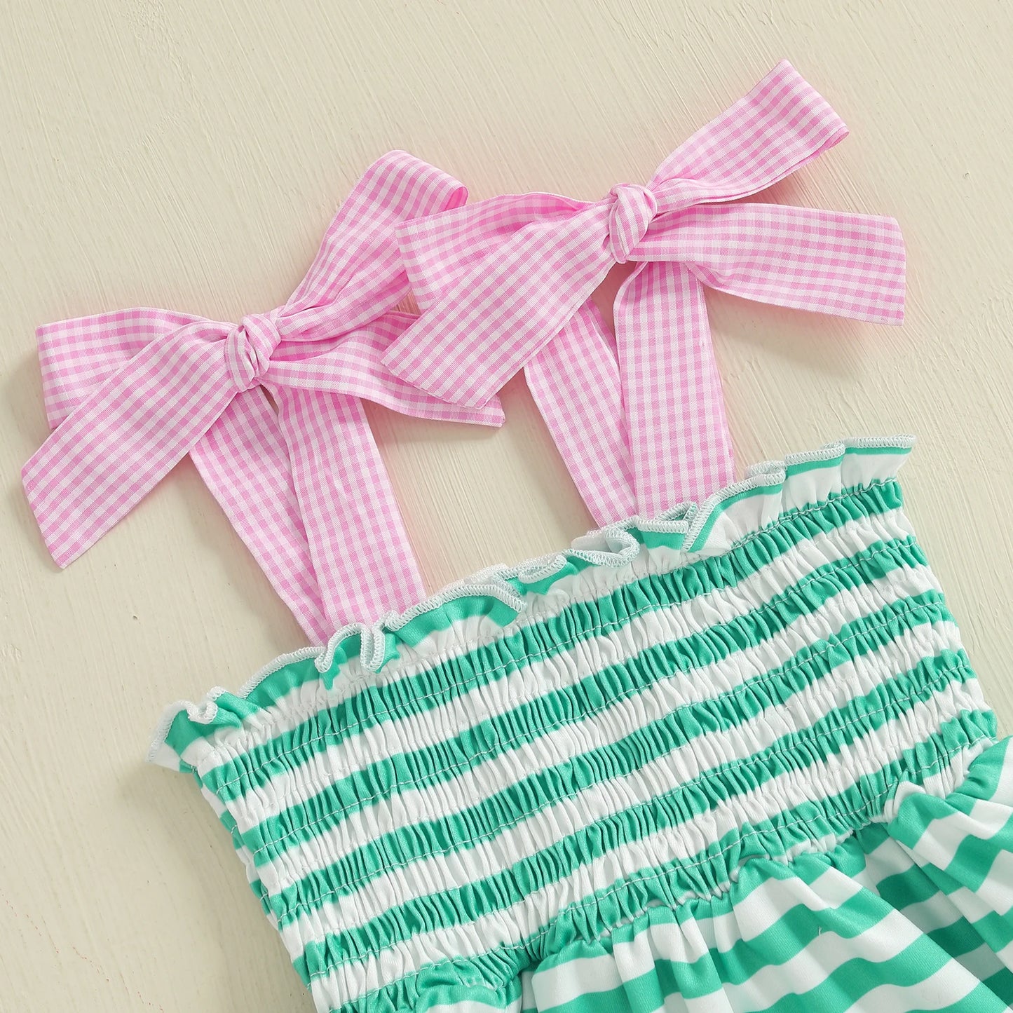 Baby Girls Summer Outfits Golf Embroidery Striped Camisole and Elastic Plaid Shorts Set Fashion Cute Clothes