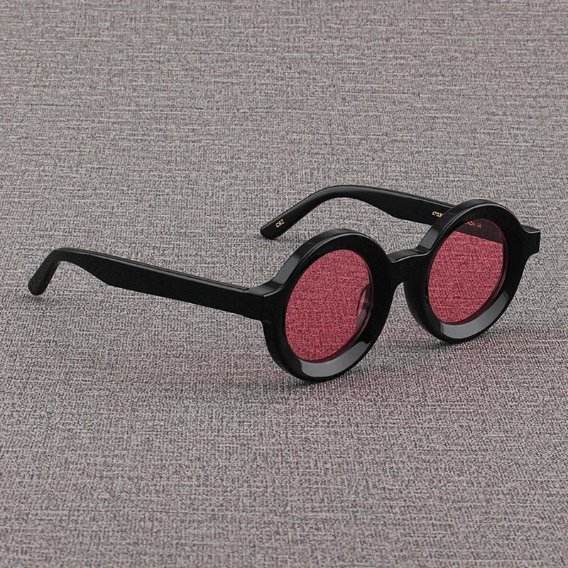 Luxury Sunglasses for Women Round Coarse Frame Frosted Matte Gray Pink Lenses Outdoor Handmade UV400 Men Polarized SUN GLASSES
