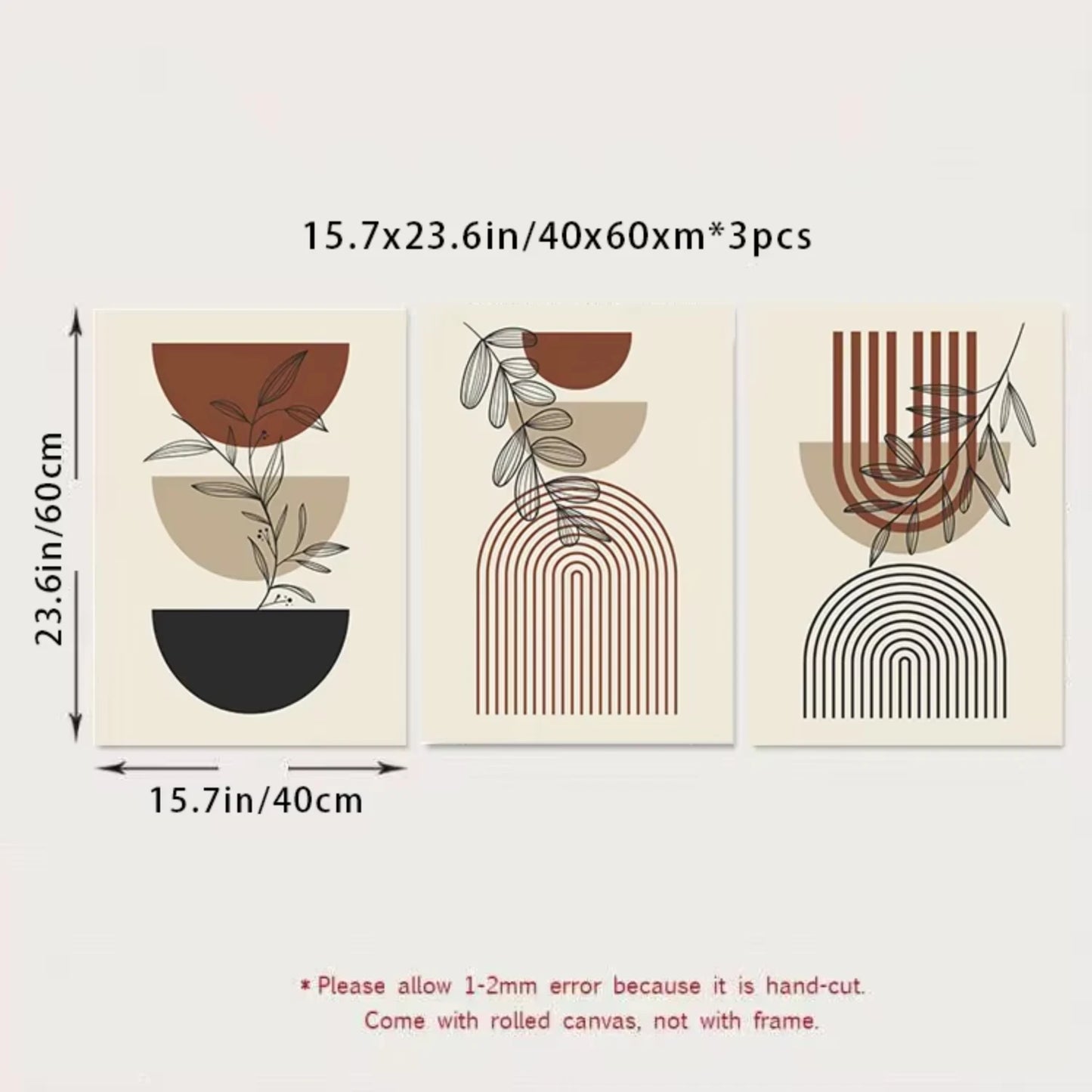 3pcs Modern Abstract Green Plants Leaf Sun Lines Wall  Art Canvas Painting Posters Prints Pictures Living Room Decor Gifts Nct