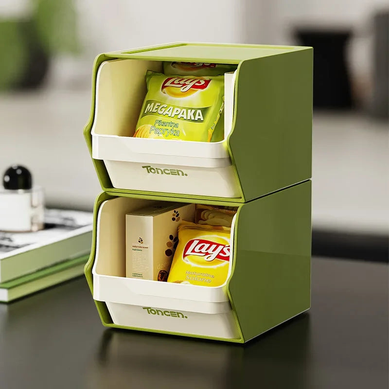 Household storage box storage snack rack can be stacked office pantry multi-functional coffee tea bag storage rack