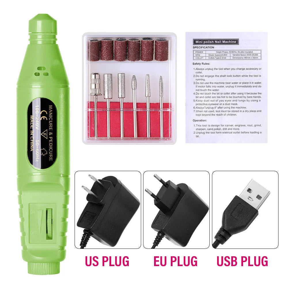 CNHIDS Nail Polishing Tools Electric Nail Drill Machine Pedicure Manicure Drill Set Milling Cutters Set Nail File Equipment