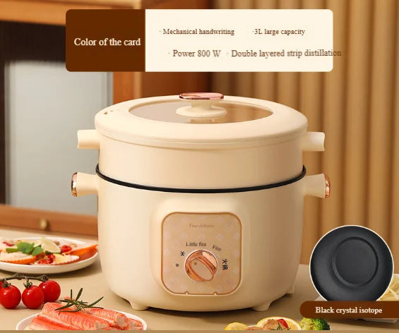 Portable Stainless Steel Electric Heater Multi-Function Rice & Noodle Cooker with Steamer for Kitchen Use Smart Electronic Type