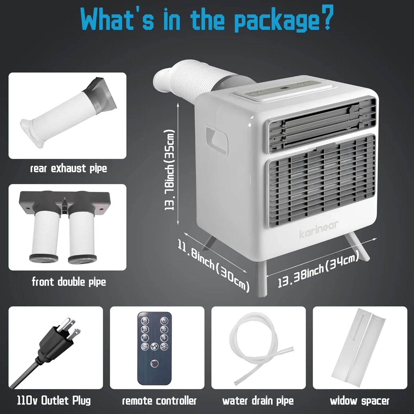 Portable Air Conditioner for Camping, 3300BTU, 436W AC Unit Fast Cooling Down to 60°F, Tent,3 Cooling Modes, 24 Hour Timer(Grey)