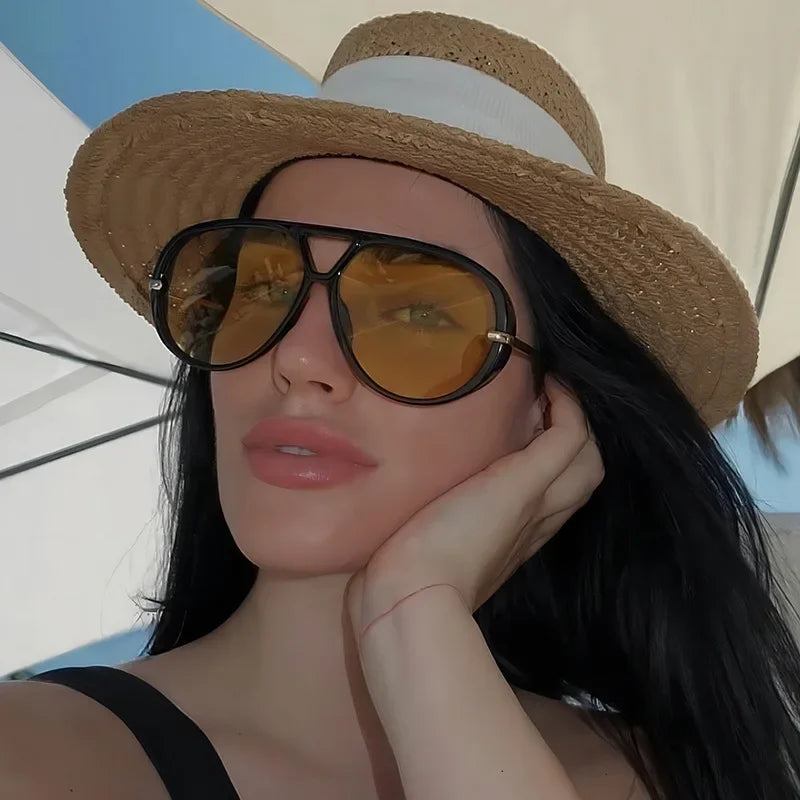 New Fashion Round Sunglasses For Women Men Retro Luxury Designer Double Bridge Frame Sun Glasses Shades UV400 Eyeglasses
