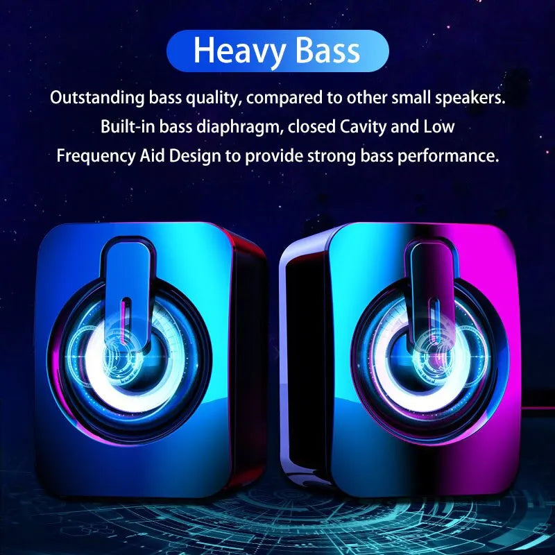 Computer Speakers HiFi Stereo Microphone Audio PC Speaker USB Wired Caixa De Som with LED Light for Desktop Computers PC Laptop