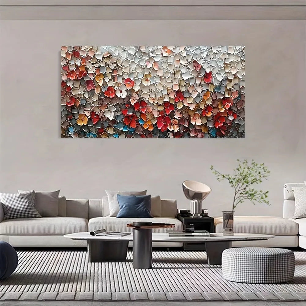 Modern abstract floral canvas mural frame wooden landscape, 1.5 inch thick pine wood frame