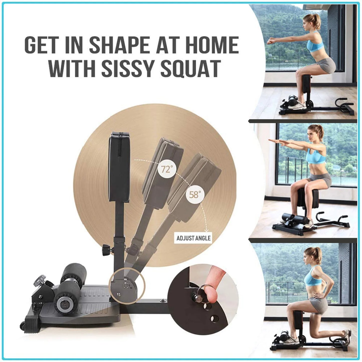 leikefitness Deluxe Multi-Function Deep Sissy Squat Bench Home Gym Workout Station Leg Exercise Machine