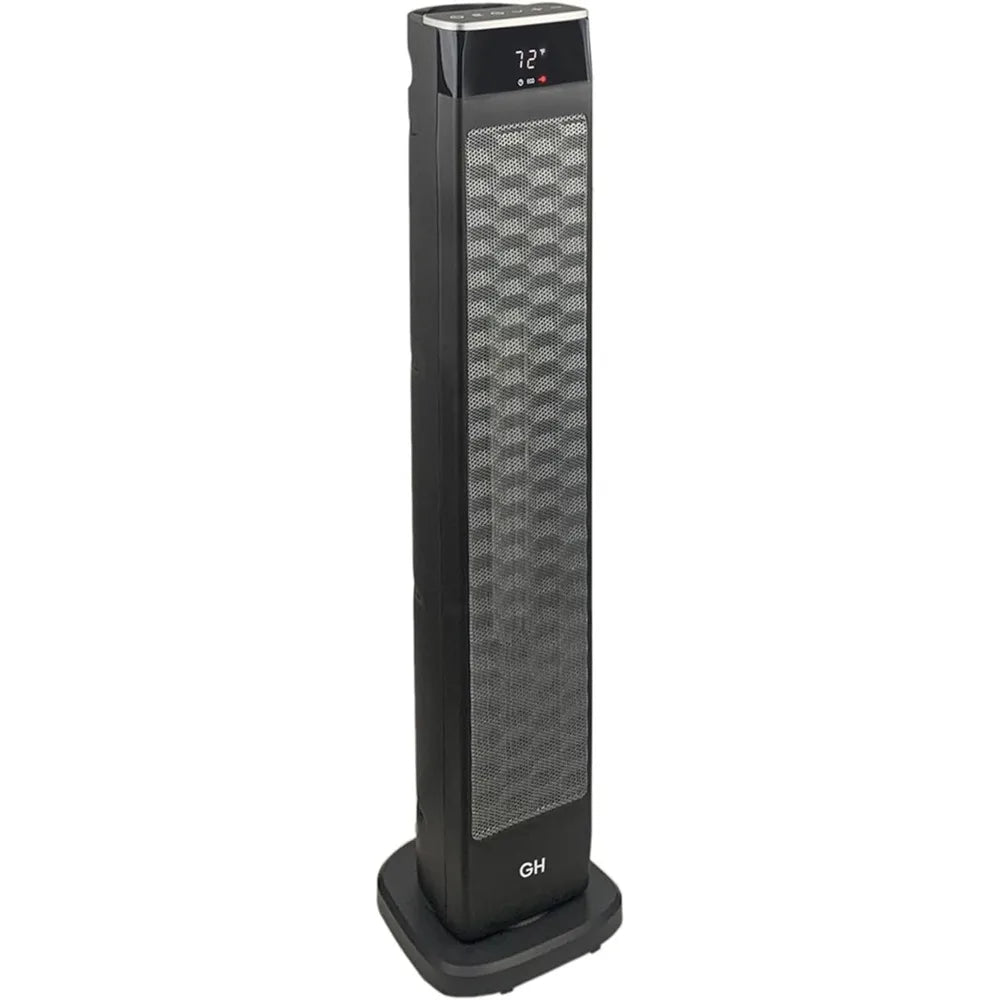 Oscillating Ceramic Tower Space Heater with Remote, 30", Black, Fast & Powerful Heating, Remote-Controlled Convenience