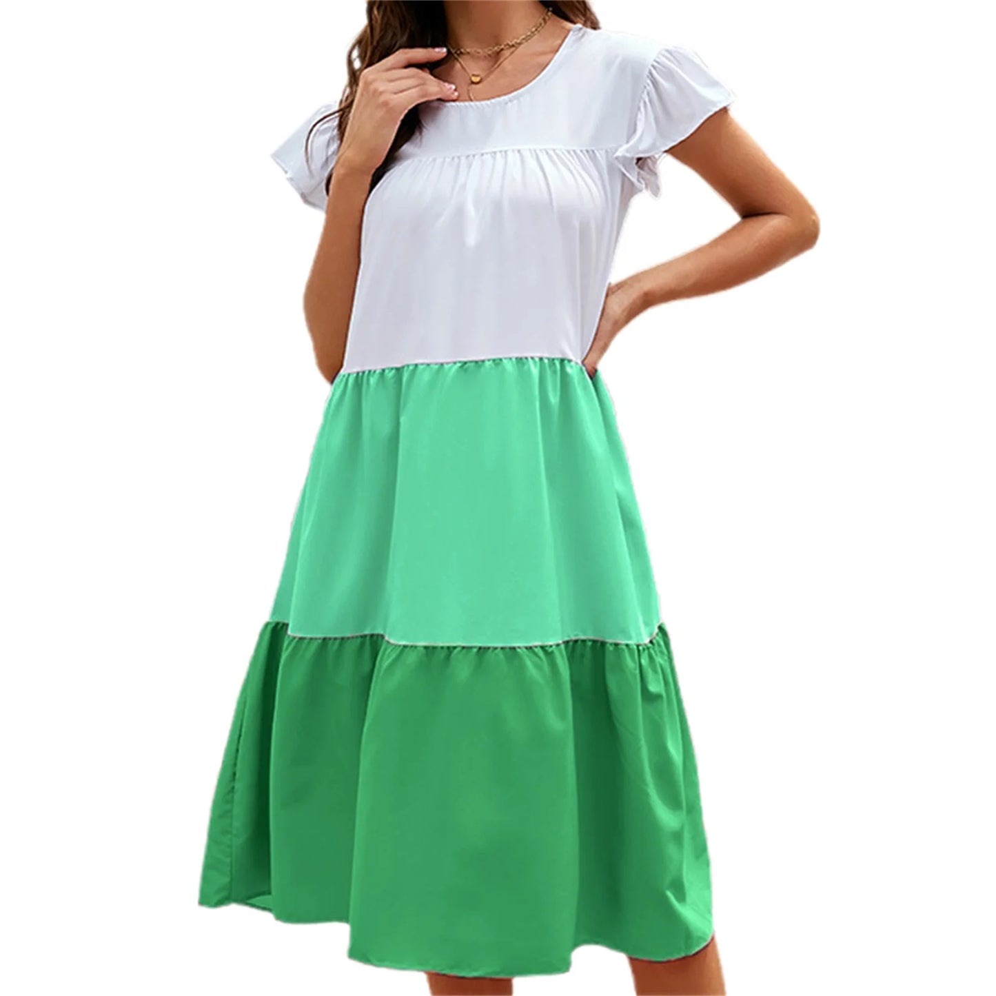 Women s Boho Style Floral Print Maxi Dress with V-Neckline and Flowy Ruffle Sleeves Elegant Summer Beach Dress for Vacation or