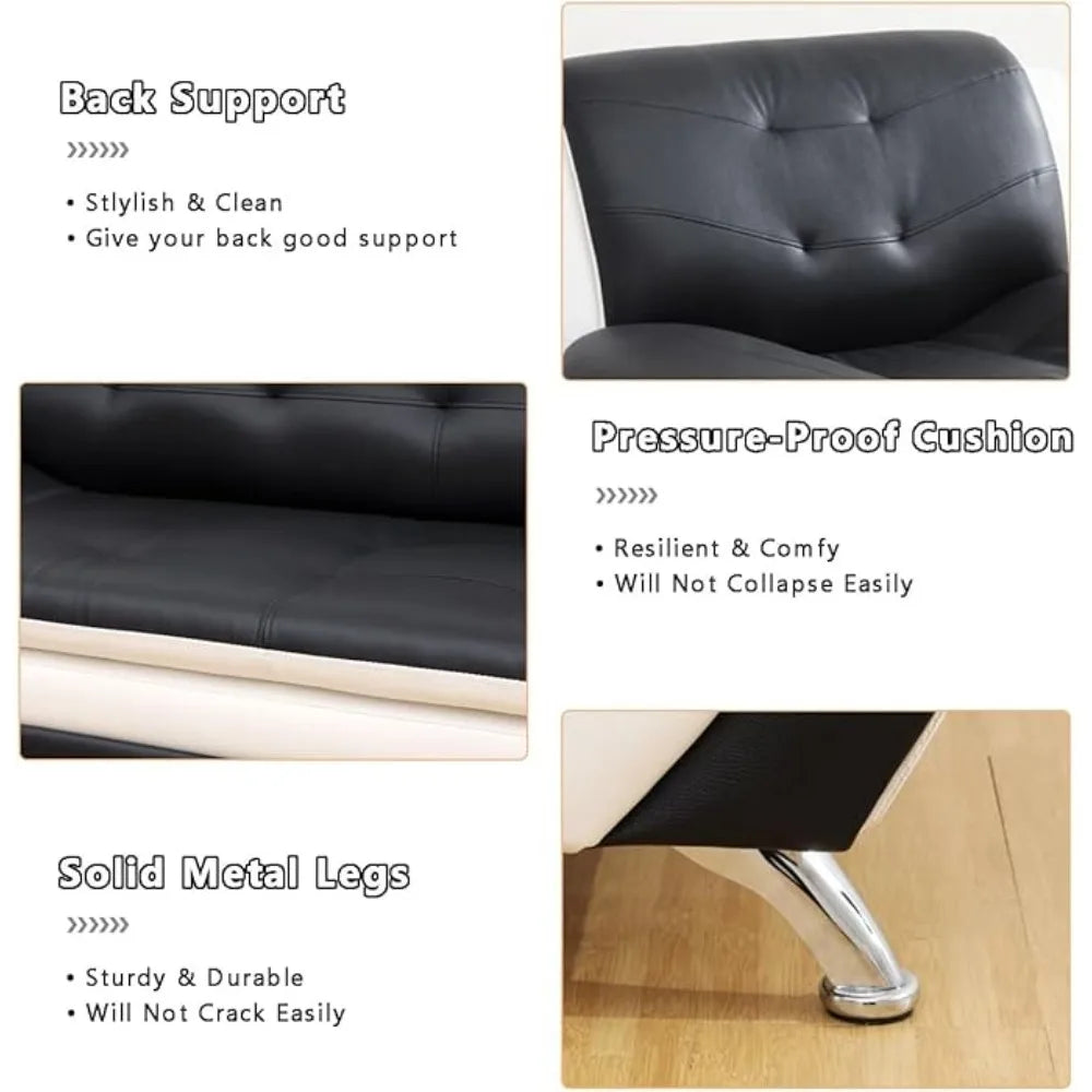 Leather Couches for Living Room,Living Room Couch Set,Sofa for Bedroom,Apartment,Living Room Furniture Sets,a-Leather BlackWhite
