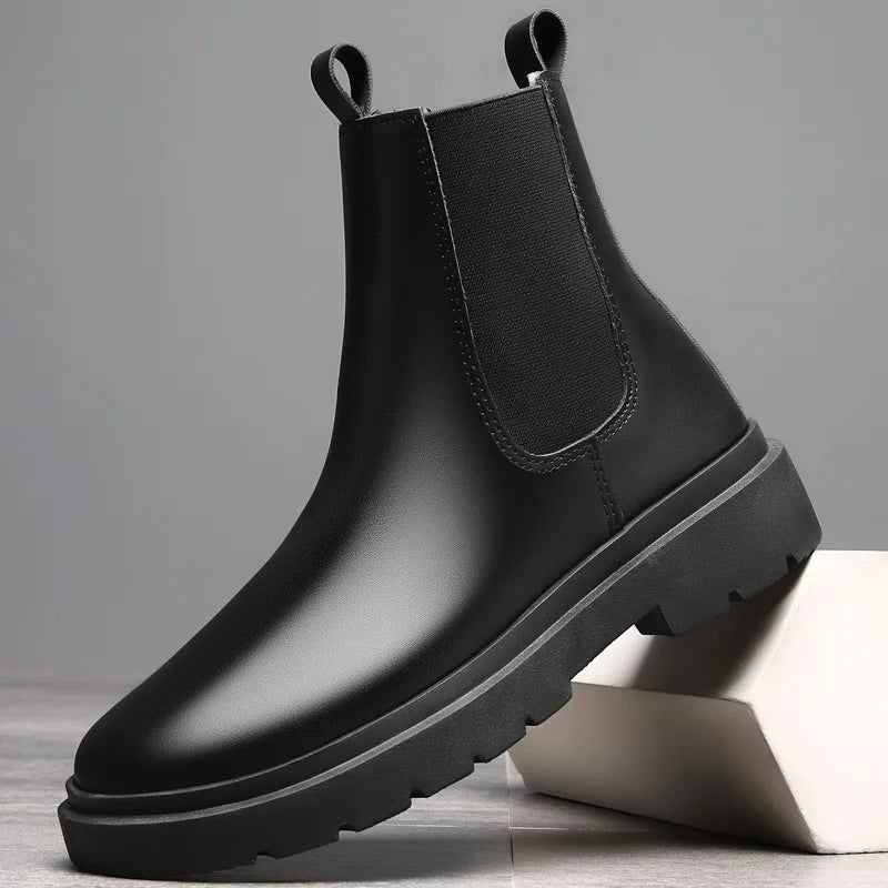 Men's Autumn Chelsea Boots Outdoor high top fashion shoes British style versatile mid top boot Casual comfortable male shoe