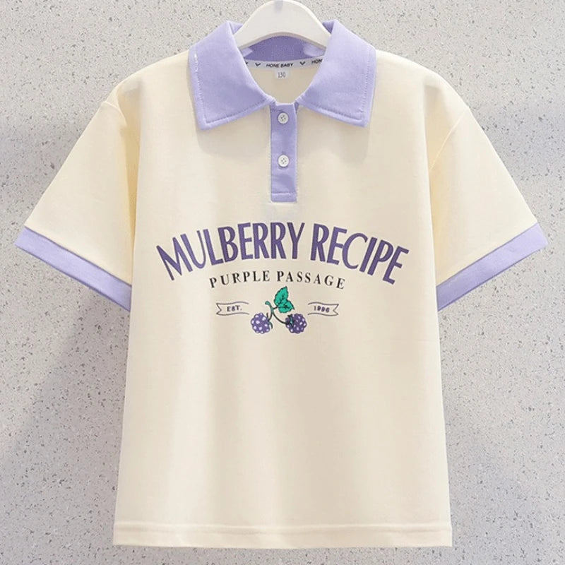 Summer Girls Clothing Set Letter Embroidered Pattern Casual Short Sleeve Tshirt+ Shorts 2Pcs Outfit Suit For 8-13 Years Kids