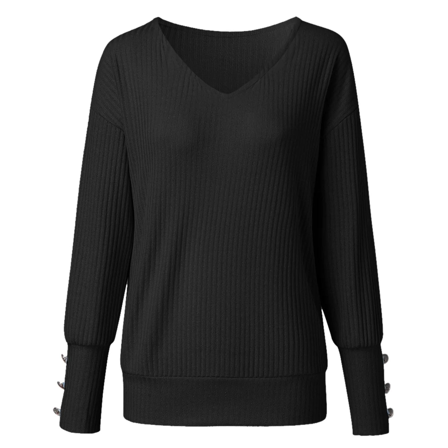 Autumn Winter Women's Knitted Pullvoers 2024 Sexy Elegance Warm Button Long Sleeve V Neck Sweater Loose Casual Commute Jumpers