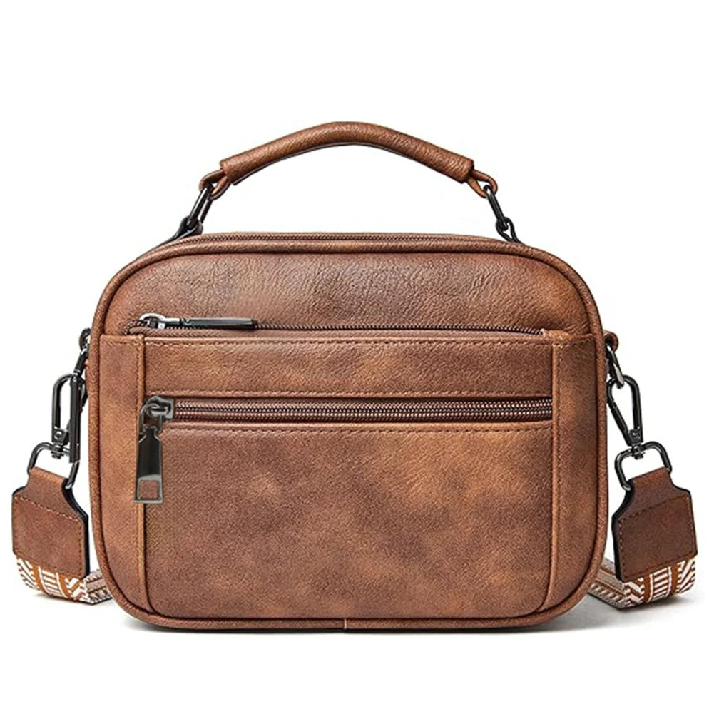Shoulder Bag PU Leather Zipper Closure Crossbody Bag for Women with Multi-Pocket Top Handle Bag Satchel Purse for Work Travel