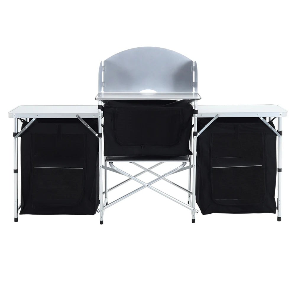 Voltsify Camping Kitchen Stand Unit Storage Portable Outdoor Black