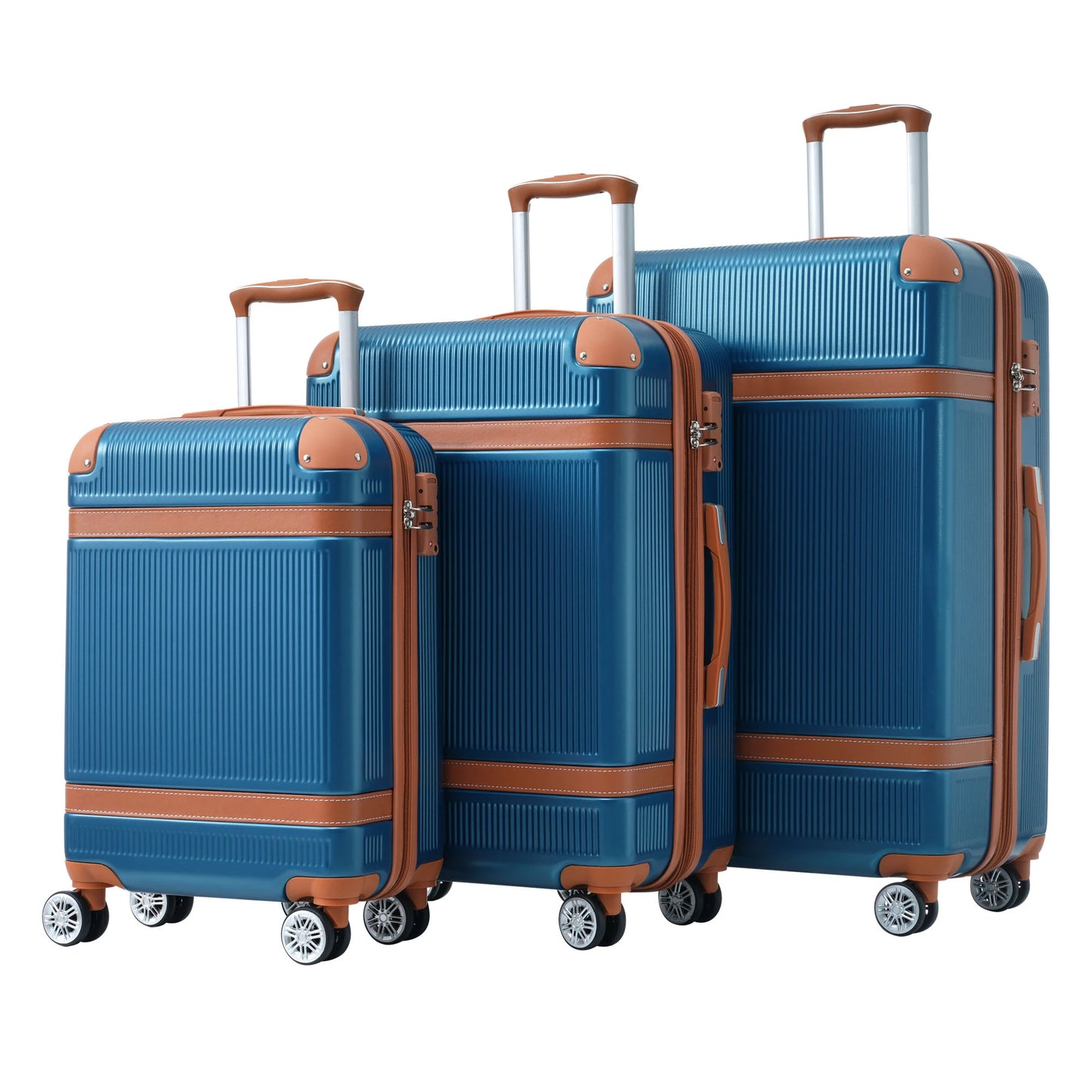 20'' 24'' 28'' 3 Pcs Luggage Travel Suitcase with 8 Spinner Wheels TSA Lock Collision-Protection Angle Travel Rolling Luggages