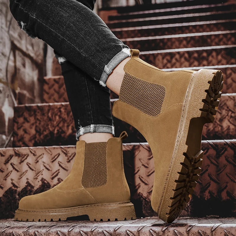 Men's Chelsea Boots Ankle Casual Fashion Boot Winter Plush Warm Comfortable Simple and Elegant Sweat Absorbing Non Slip Soles