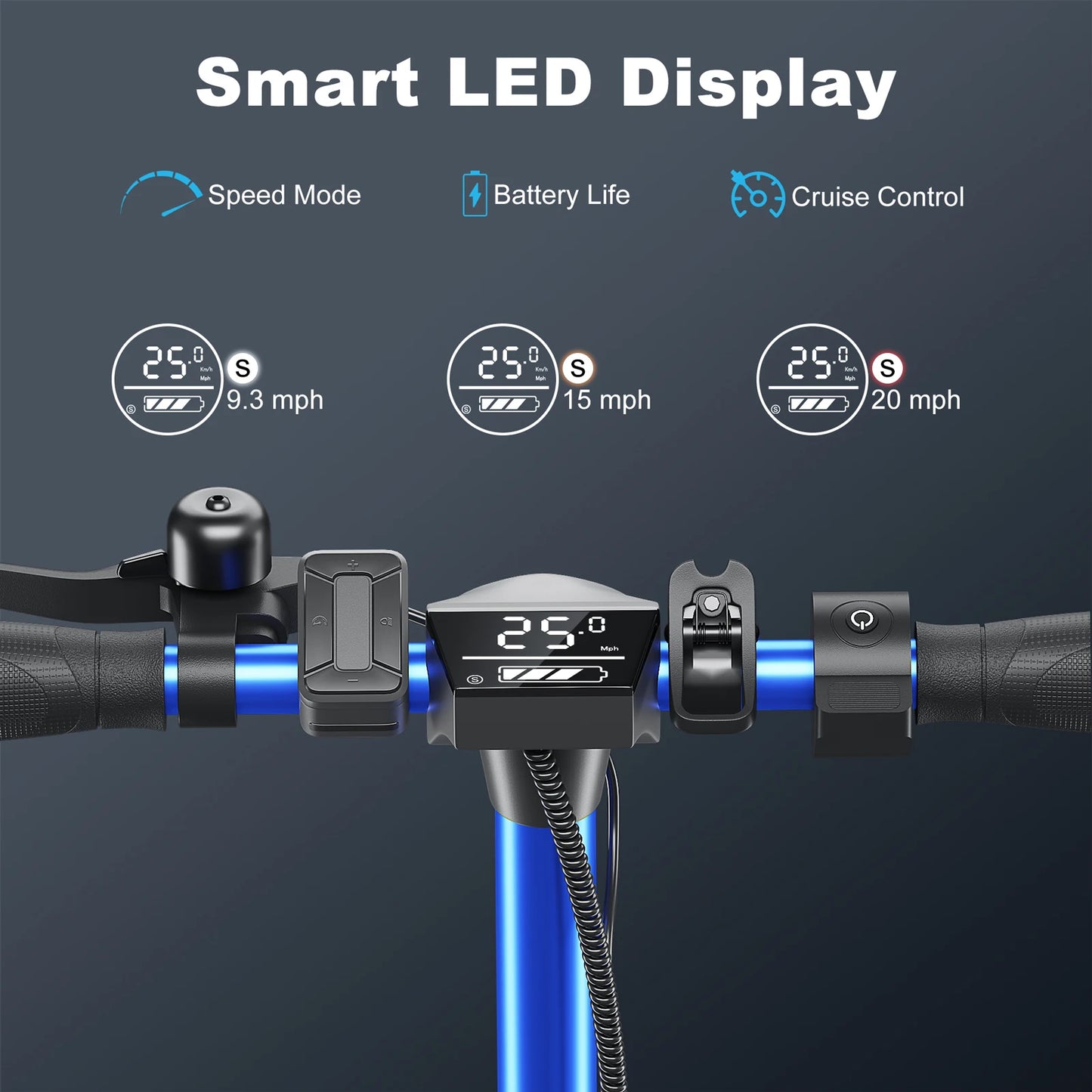 Electric Scooter 20 Mile Range 20 MPH Fast Folding Electric Scooter For Adult Commuters With App Control And Dual Braking System