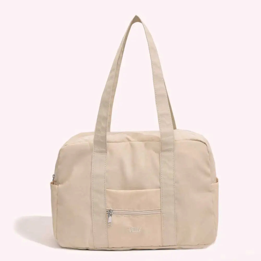 Unisex Travel Shoulder Bag Solid Color Travel Carry-On Handbag Multi-Pocket Lightweight Tote Handbag Outdoor Short Trip Bag
