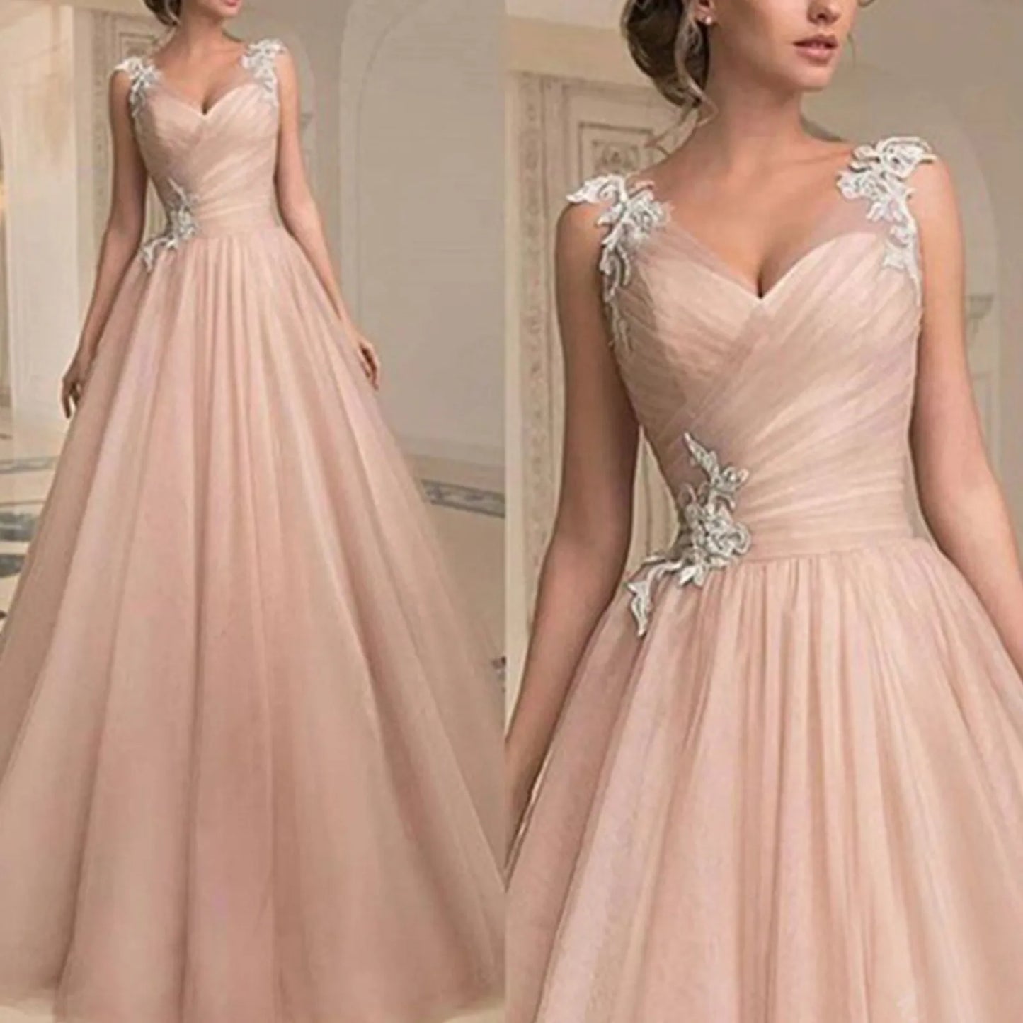 Elegant Dresses For Women Women'S Elegant Evening For Wedding Lace Chiffon High Low Dress Woman Clothing