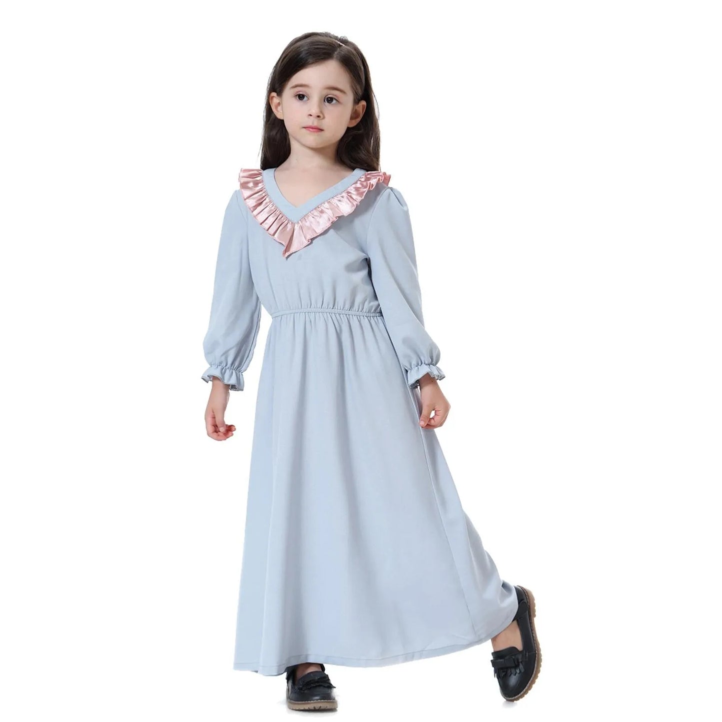Muslim Children Abaya Girls Long Prayer Robe Gowns Kids Dress Kimono Ramadan Middle East Moroccan Arab Caftan Islamic Clothing