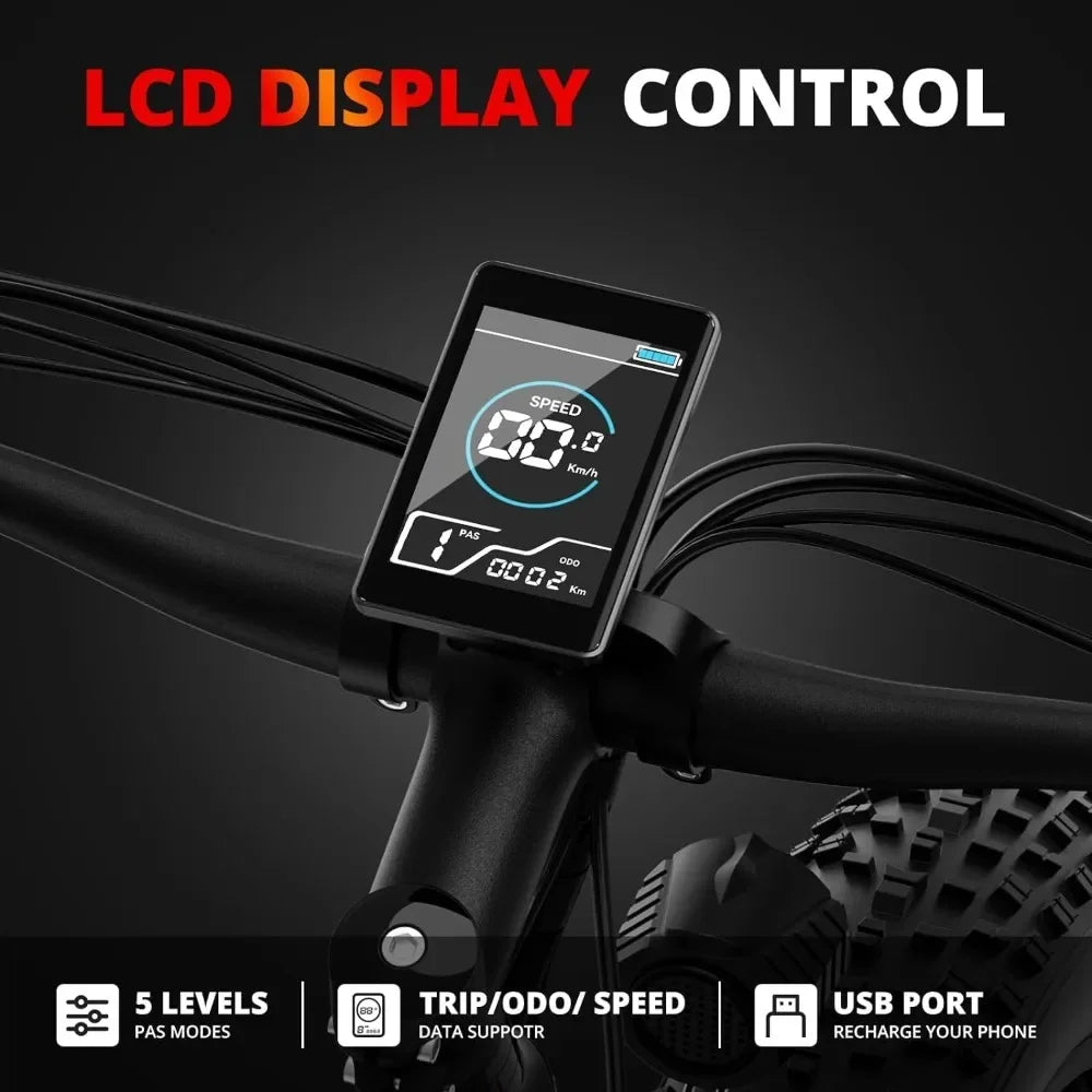 Electric Bike for Adults 1500W Electric Bicycle Battery Electric Bike 26" Fat Tire Mountain 32mph 7 Speed Gears Electric Bike