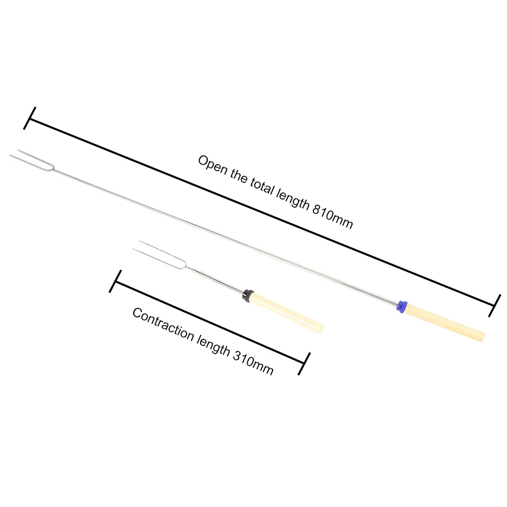 BBQ Fork Barbecue Cookware Outdoor Roasting Sticks Telescopic U-Shaped Camp Tool for Household Kitchen BBQ Supplies