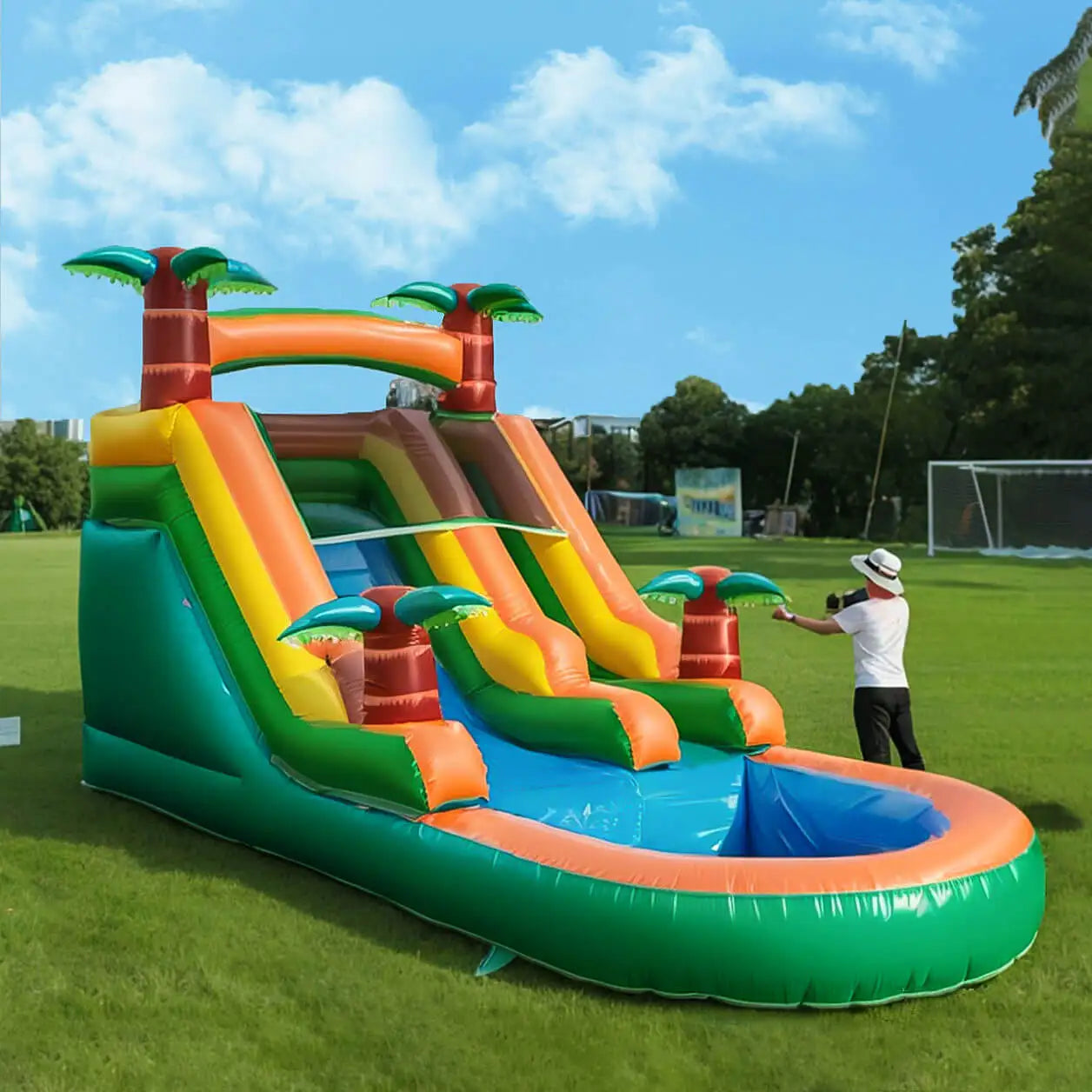 Inflatable pool Inflatable Summer Outdoor Air Bounce Water amusement Play Equipment Inflatble Water Double Slide Bubble Ball