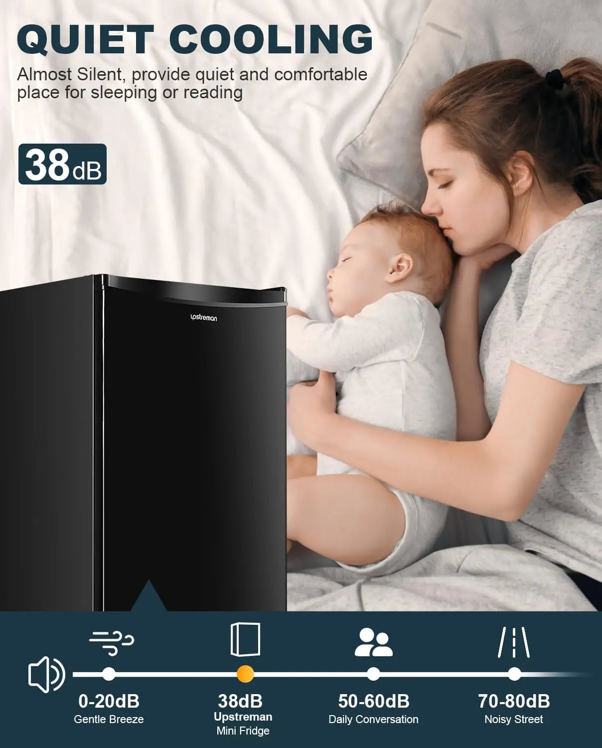 Single Door Mini Fridge, Dorm Fridge, Adjustable Thermostat, Mini Refrigerator for Bedroom, Office, Dorm, Black-BR321