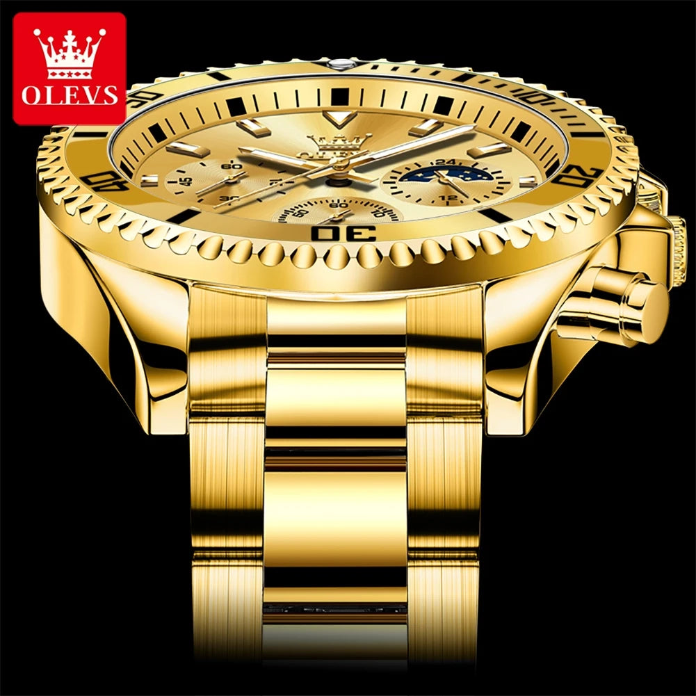 OLEVS Watches For Men Classic with Date Dress Luxury Big Face Waterproof Luminous Men's Wrist Watch Stainless Steel Men Watch