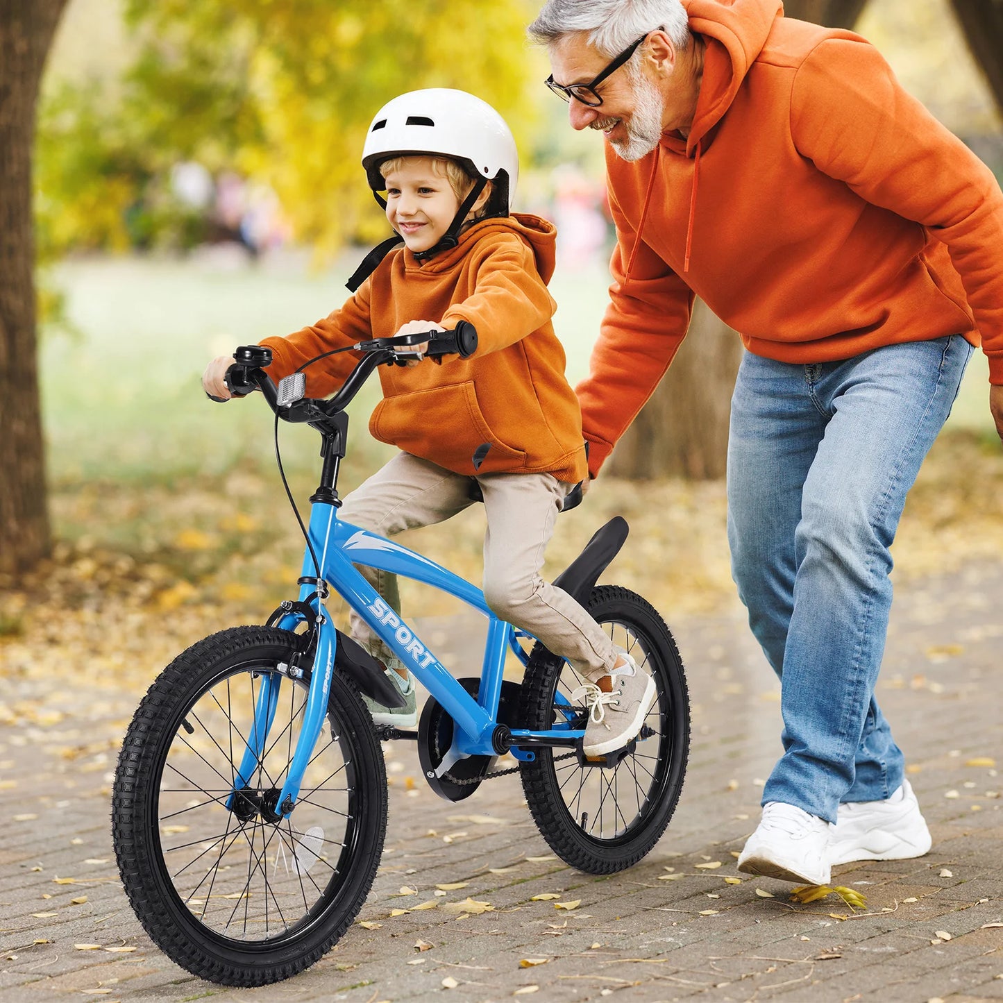 18" Kids Bike Girls and Boys Blue Bicycles with Removable Training Wheels for Age 5-10 Years Old