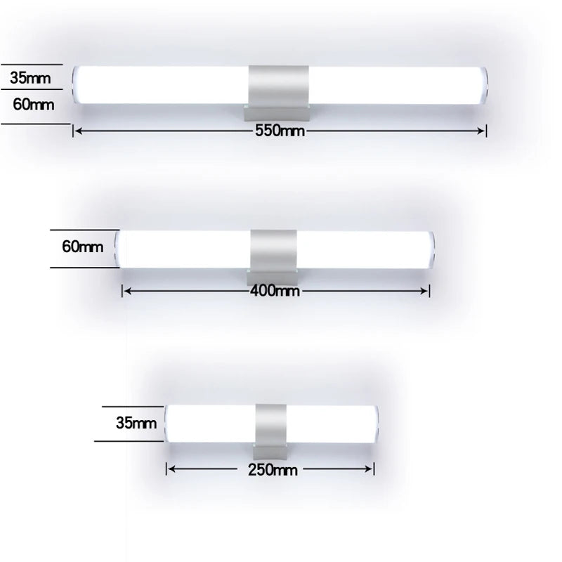 Home Modern Wall Lamps LED Super Bright Long Strips Led Mirror Light Indoor Decors Acrylic Lights for Bathroom Bedroom