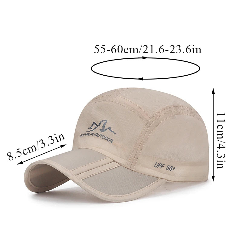 Baseball Cap Hiking Folding Sport Cap Snapback Mountaineering Hat Ultra-Thin Breathable Quick Drying Summer Men Women Outdoor