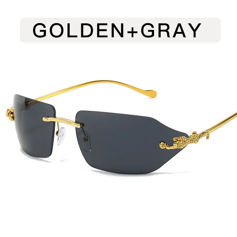 Men's Sunglasses Fashion Rectangle Women Metal Luxury Brand Leopard Head Sun glasses Classic Oculos Masculino Glasses UV400