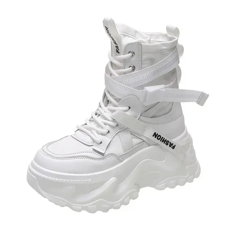 Women's Boots Platform Luxury Designer Shoes for Women Lace Up Chunky Shoes Breathable Comfort Ankle Boots Botas De Mujer