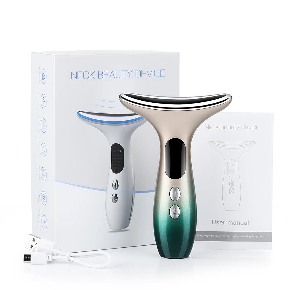 3 Modes Neck Beauty Device EMS Face Lifting Machine Double Chin Remover LED Anti Wrinkle Skin Tightening Facial Massager