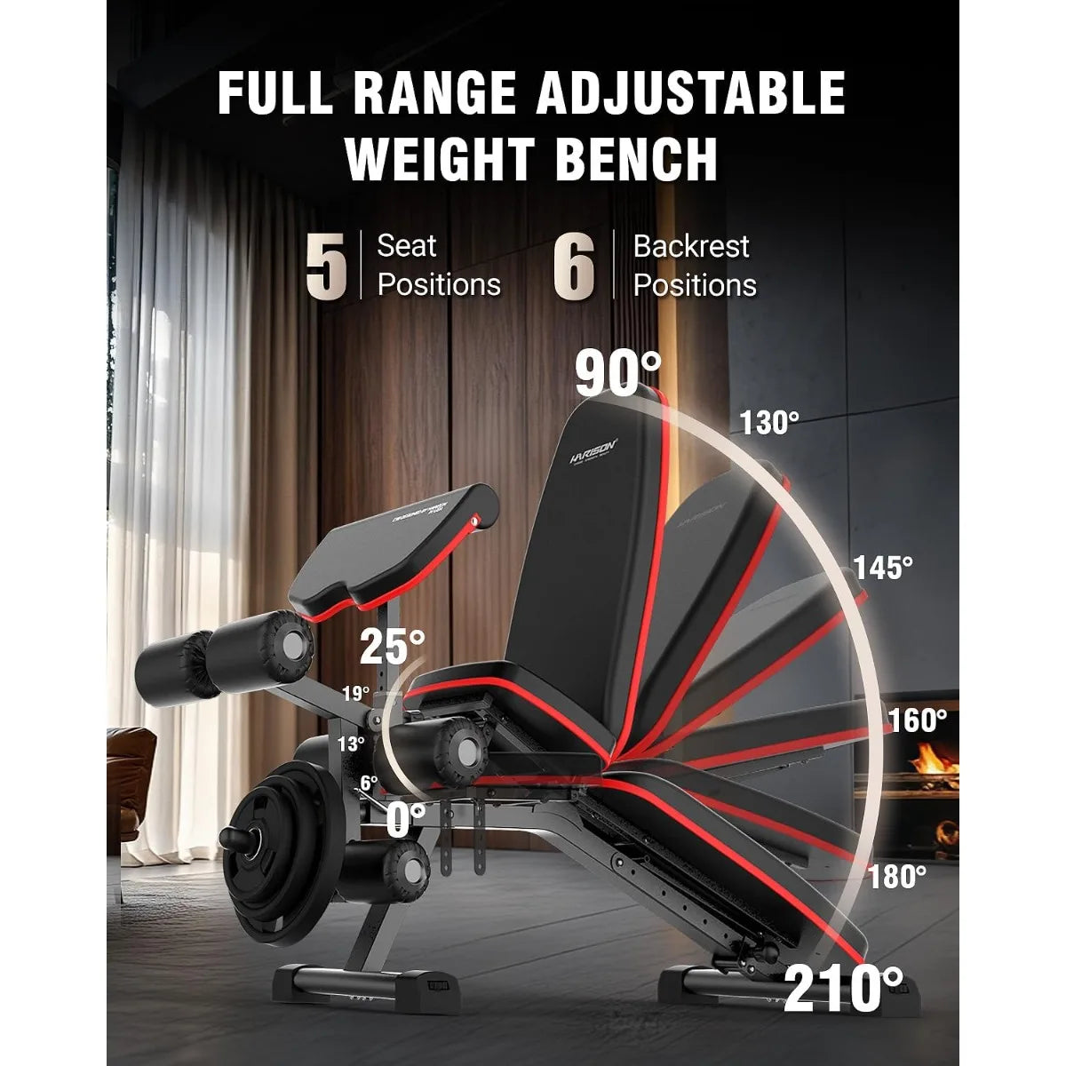 Adjustable Weight Bench with Leg Extension and Preacher Pad, Workout Bench Press for Home Gym Strength Training