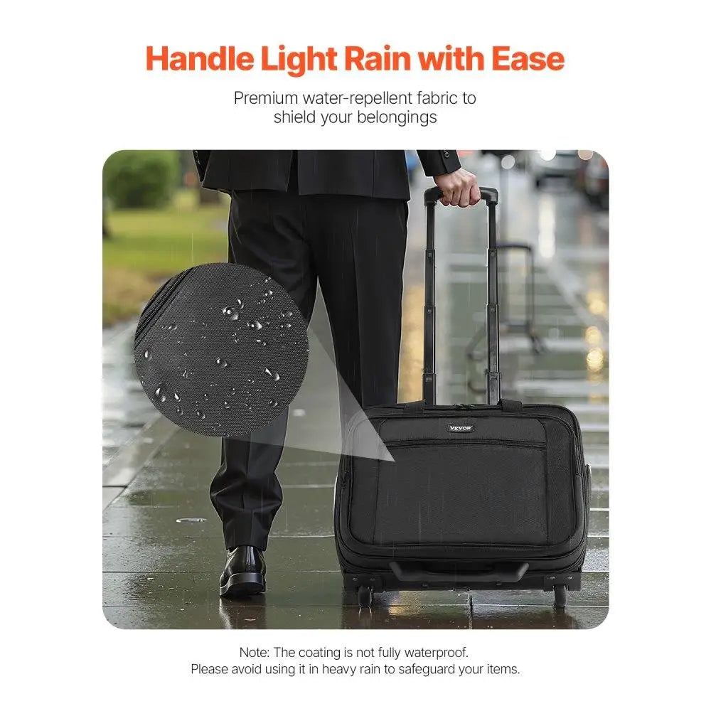 Rolling Laptop Bag 17.3 Inch Wheeled Computer Bag for work Women & Men Black