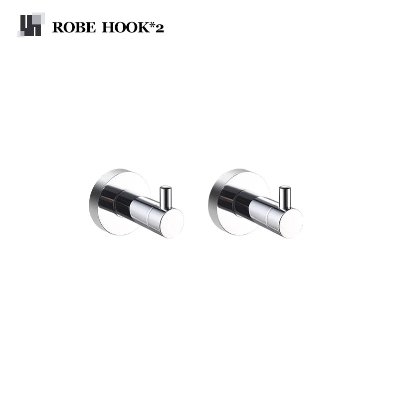 Bathroom Accessories 304Stainless Steel Hardware Kit Wall Mount Clothe Hook Paper Holder Towel Bar Toilet Brush Holder Soap Dish