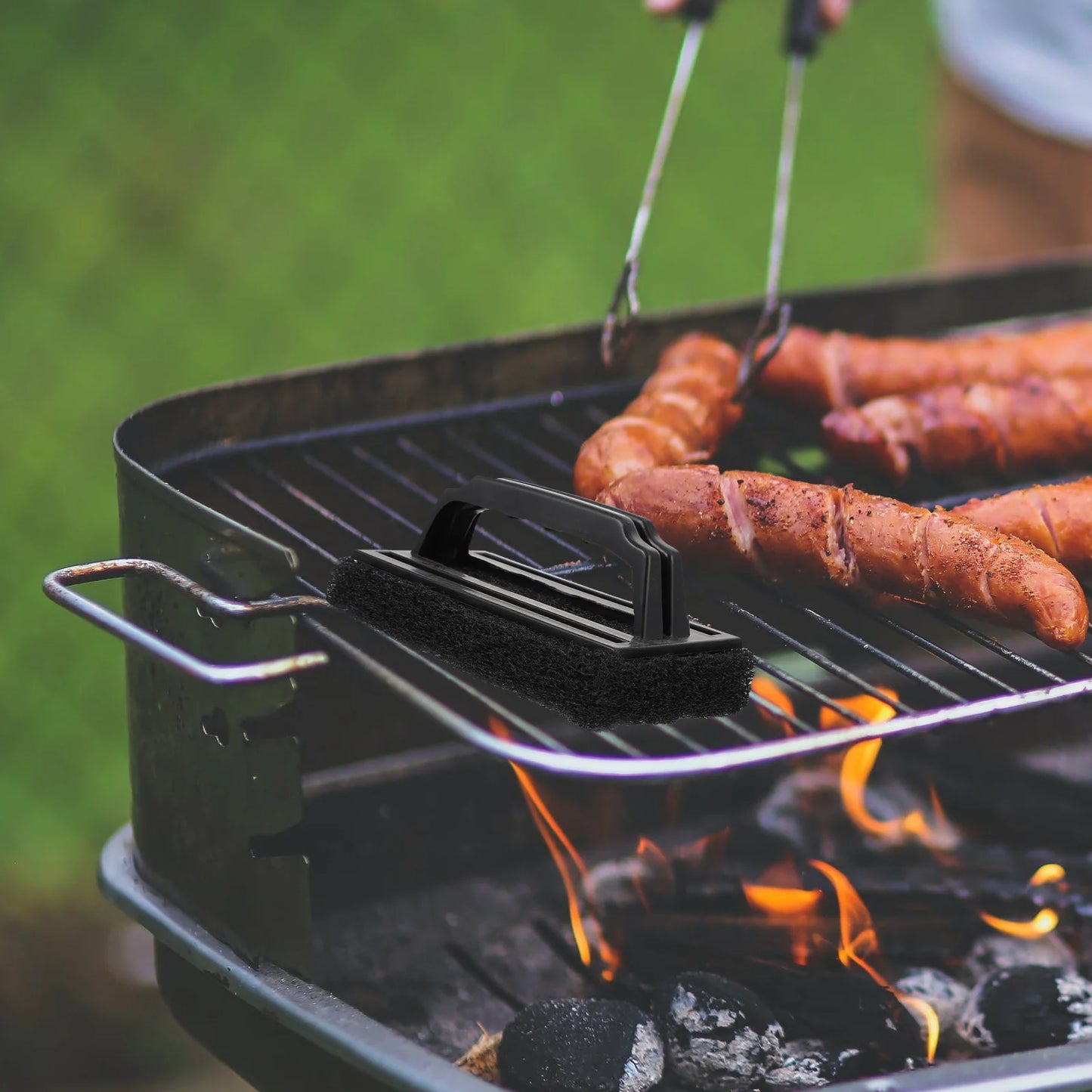 3 Pcs Grill Cleaning Brush Outdoor Bbq Brush Kitchen Tool Stainless Steel Sponge Pad Scrubber Barbecue Accessory Household