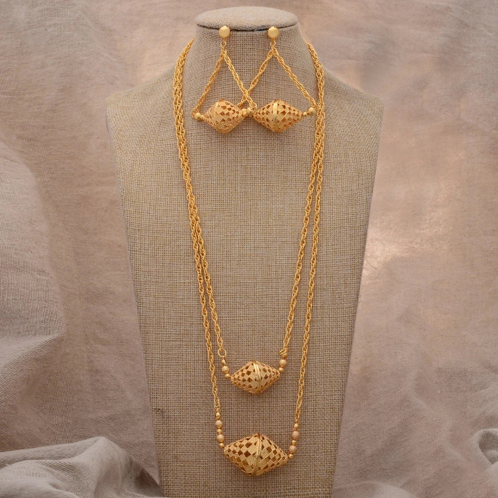 Jewelry Set For Women Gold Plated With Necklace Pendant Nigerian Wedding Jewelry