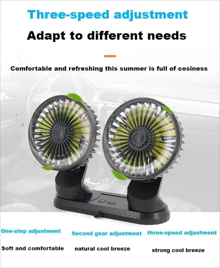 EAFC 360° Car Fan Rotating Cooling Wind Low Noise Summer Car Air Conditioning Cold Fan Ventilation Car Cooler Home USB Fan