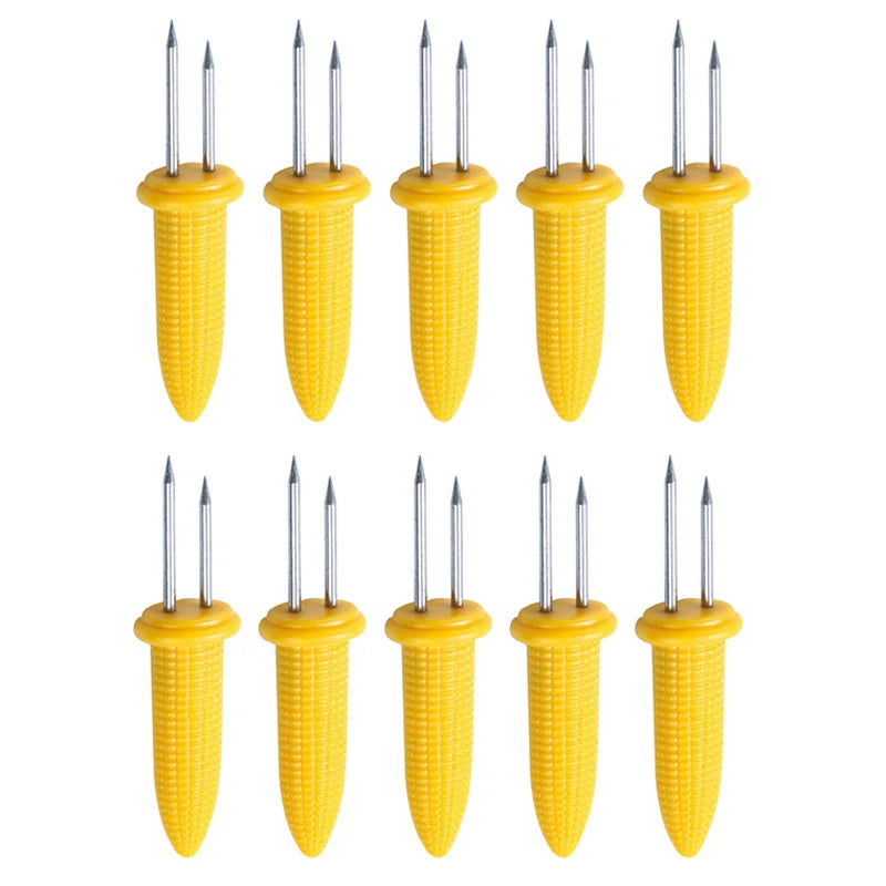 10Pcs Corn Holders Small Stainless Steel Corn Cob Holder Outdoor Barbecue Cooking Corn Forks BBQ Food Picks Kitchen Accessories