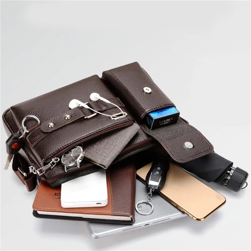 New Men Shoulder Bag for 10.4" Ipad PU Leather Business Handbags Men Messenger Bags Fashion Man Crossbody Bag
