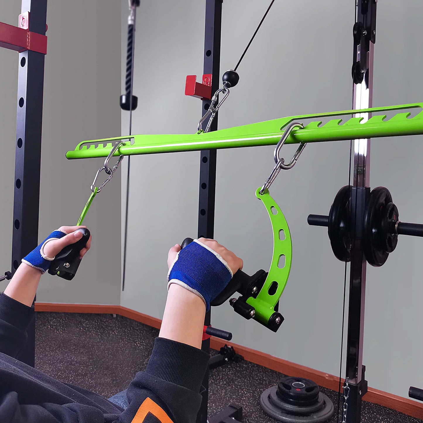 Adjustable Lat Pull down Bar, Cable Machine Attachments for Gym, Home Gym Fitness T-bar Row Pulldown Attachments, Wide Grip