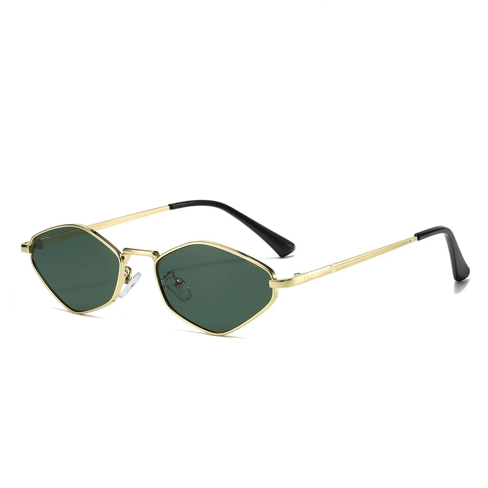 Small Polygonal Sunglasses Women Luxury Brand Steampunk Metal Frame Sun Glasses Ladies Vintage Rhombus Shades UV400 Eyeglasses