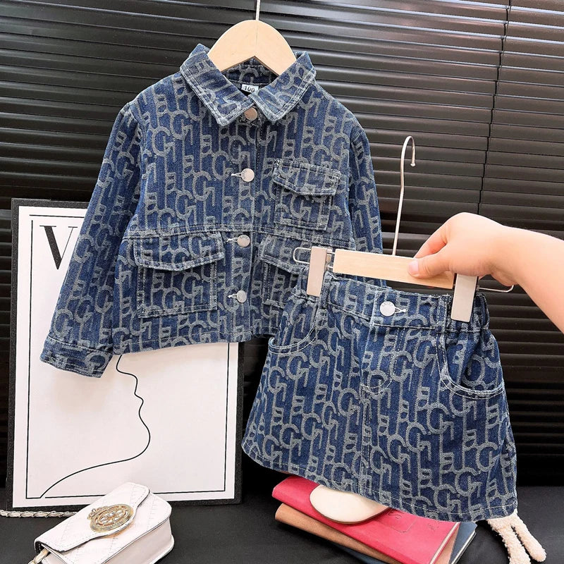 Baby Girl Jean Clothes Set Cotton Infant Toddler Kid Denim Jacket+Skirt 2PCS Spring Autumn Summer Clothing sets Outfit 1-10Y