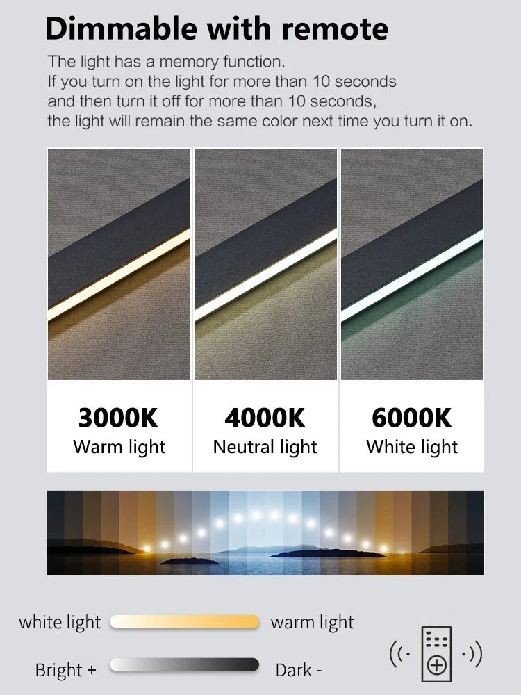 Modern light creative bar counter strip designer lamps LED Pendant Light for Dining Table Kitchen Chandelier Memory Function